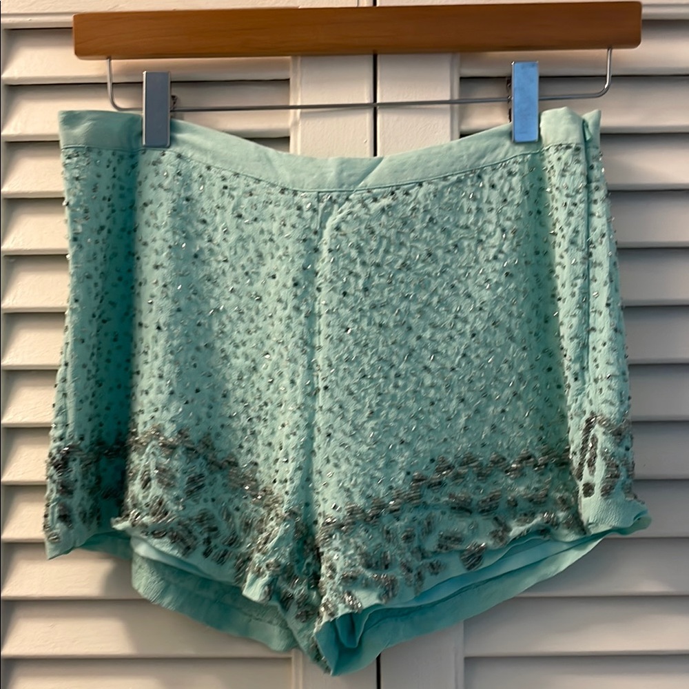 Topshop Boutique Mint Green Embellished Shorts